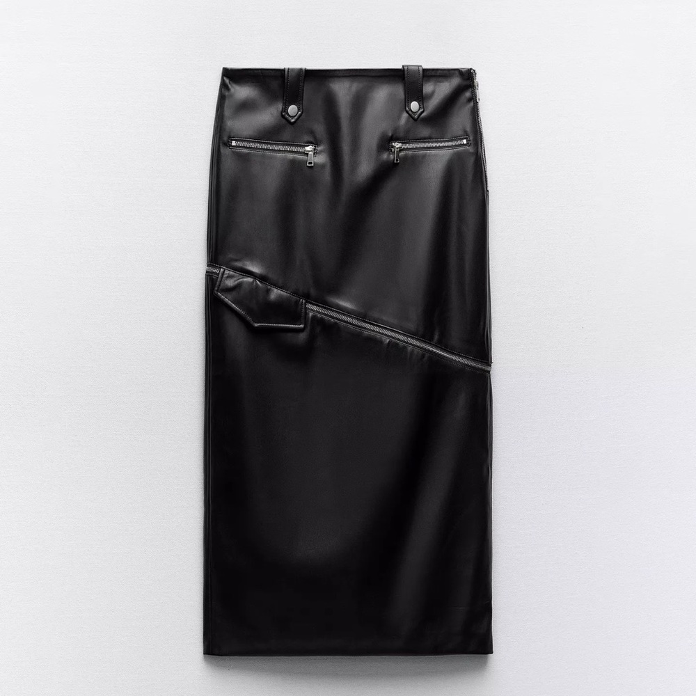 2 in 1 faux leather skirt